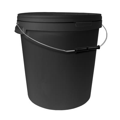 33L Round Black Bucket with Metal Handle & Lid
